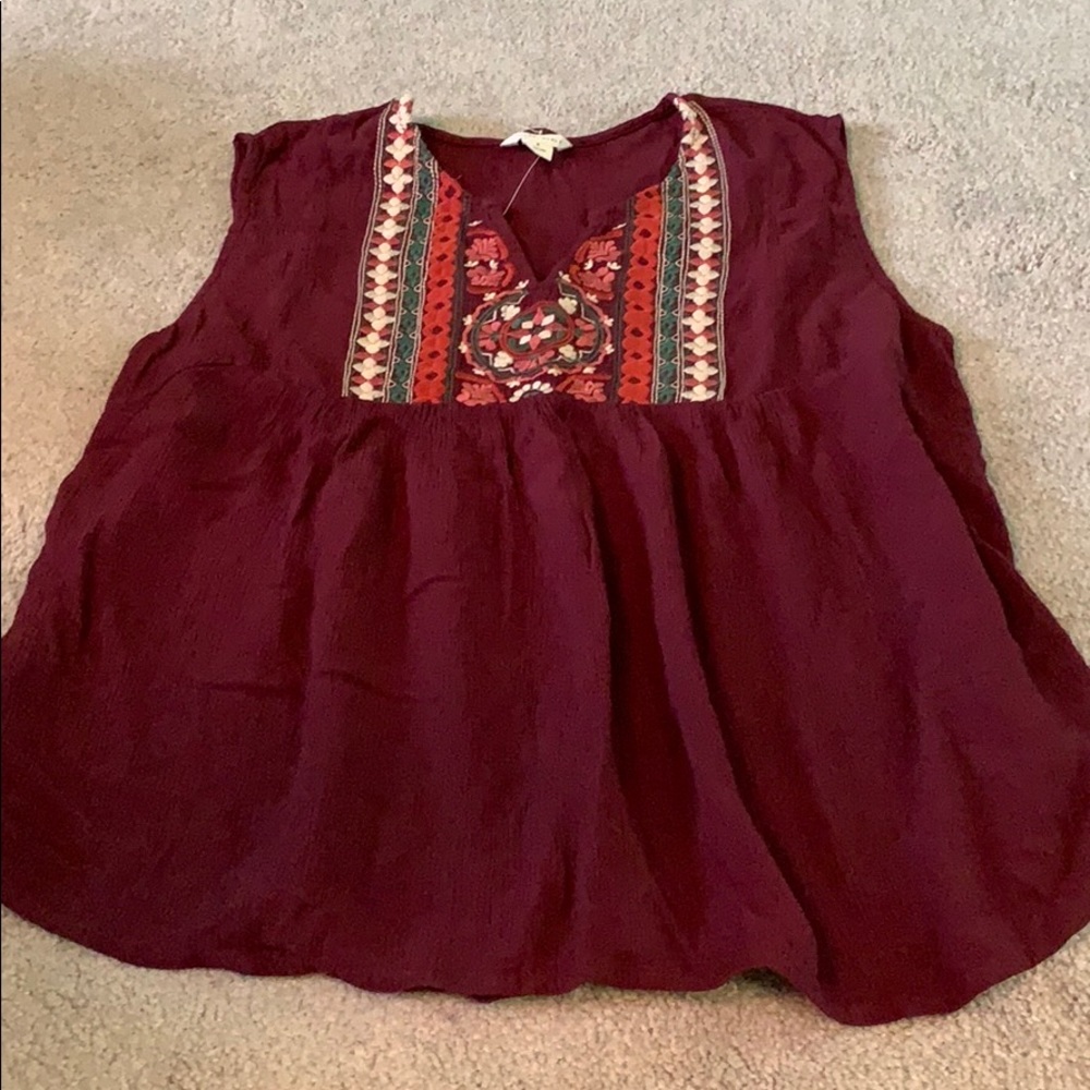 Maroon Classic Embroidered Tank